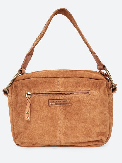 Artisan Suede Leather Embellished Shoulder Bag
