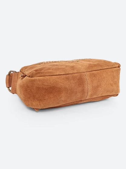 Artisan Suede Leather Embellished Shoulder Bag