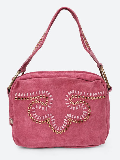 Artisan Suede Leather Embellished Shoulder Bag