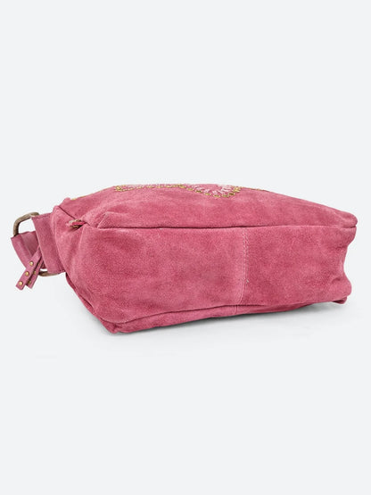Artisan Suede Leather Embellished Shoulder Bag