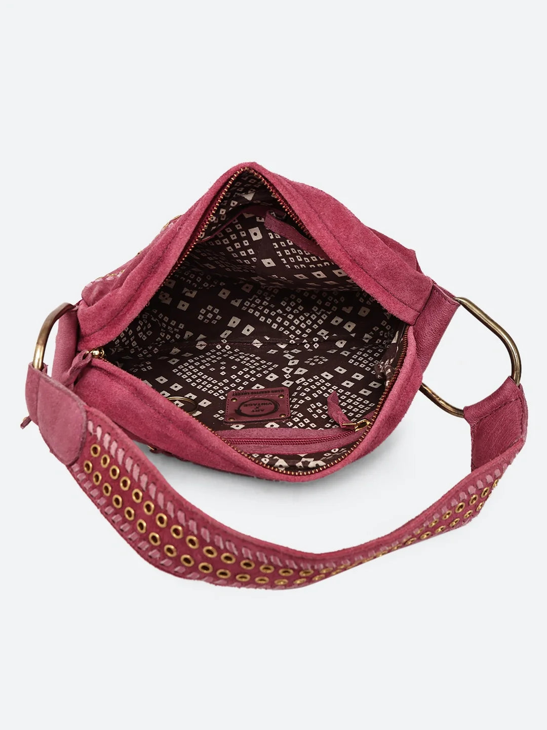 Artisan Suede Leather Embellished Shoulder Bag