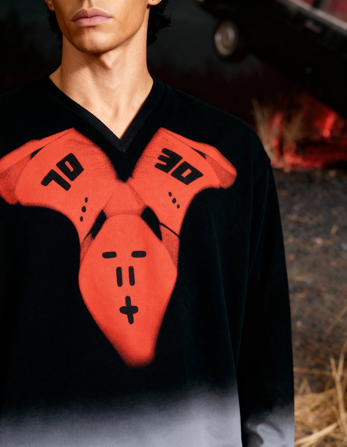 JUDAS [HAND-SPRAYED SWEATSHIRT] BLACK+RED / XS