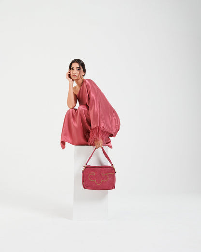 Artisan Suede Leather Embellished Shoulder Bag